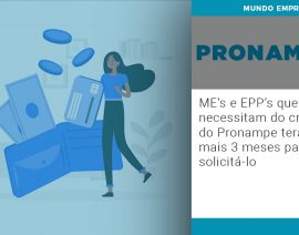 ME’s e EPP’s que necessitam do crédito do Pronampe terão mais 3 meses para solicitá-lo